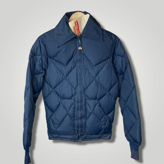 Vintage 1980s Deadstock NOS Down Jacket Walls Blizzard Pruf Blue R110 Quilted - MST GoodsVintage