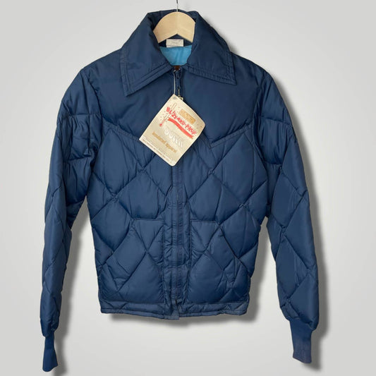 Vintage 1980s Deadstock NOS Down Jacket Walls Blizzard Pruf Blue R110 Quilted - MST GoodsVintage