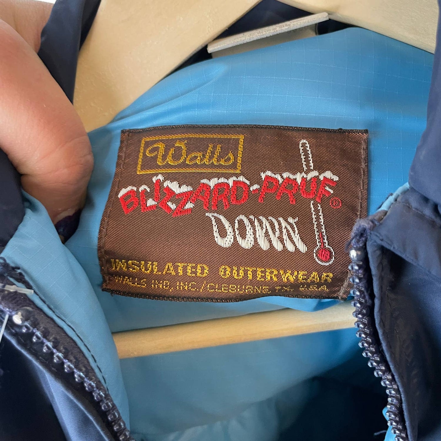 Vintage 1980s Deadstock NOS Down Jacket Walls Blizzard Pruf Blue R110 Quilted - MST GoodsVintage