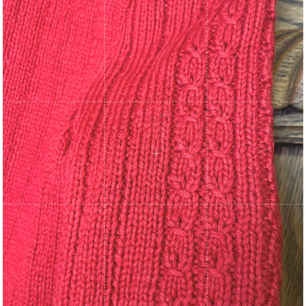 Vtg 1930s Knit Wool Handmade Cardigan Red Cream Piping Small Open Front Pinup - MST GoodsSweaterVintage