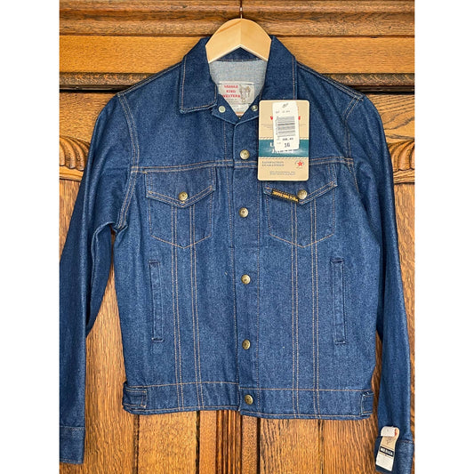 Vtg Saddle King Western Denim Jacket Deadstock Made in USA Dark Small Raw - MST GoodsCoats & JacketsVintage