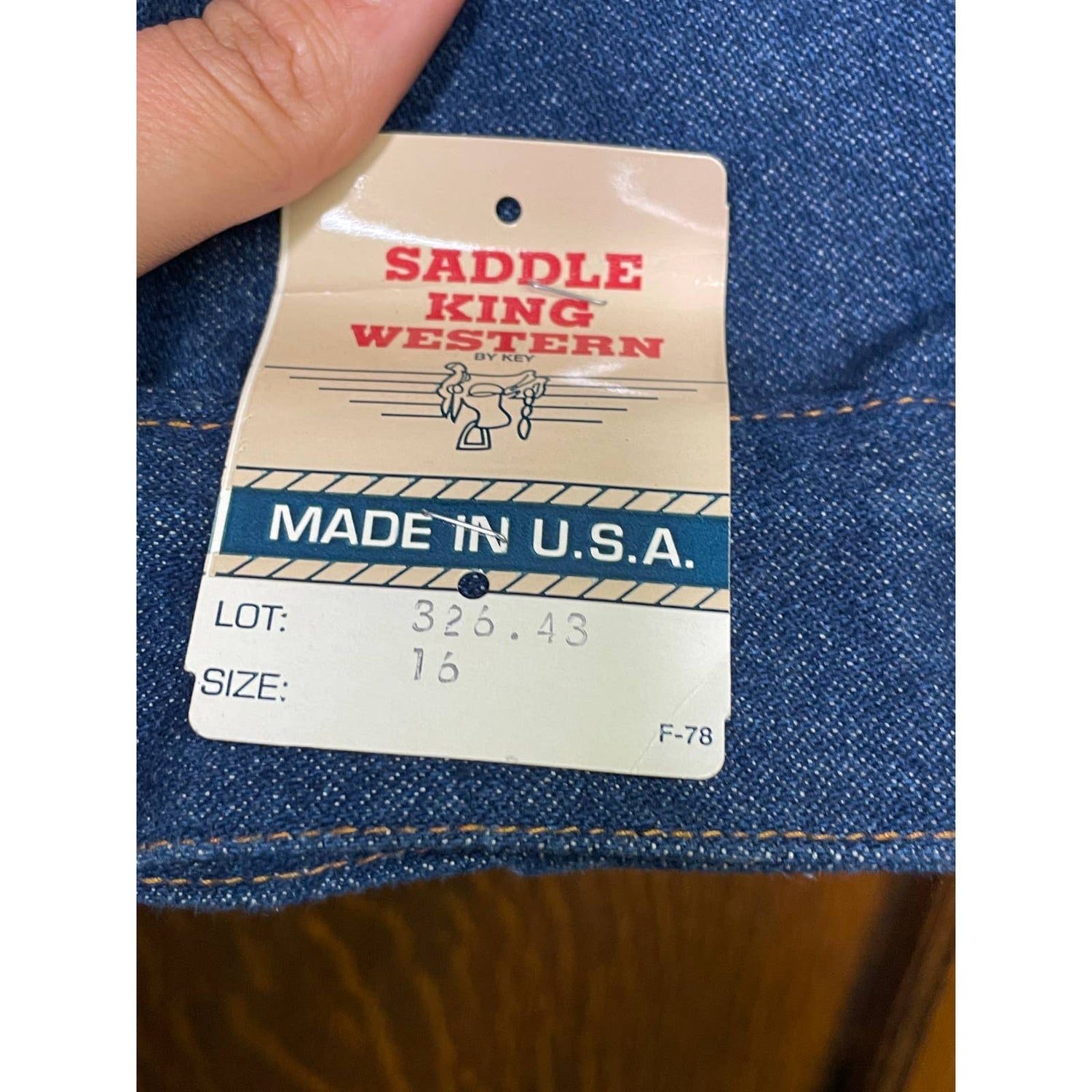 Vtg Saddle King Western Denim Jacket Deadstock Made in USA Dark Small Raw - MST GoodsCoats & JacketsVintage