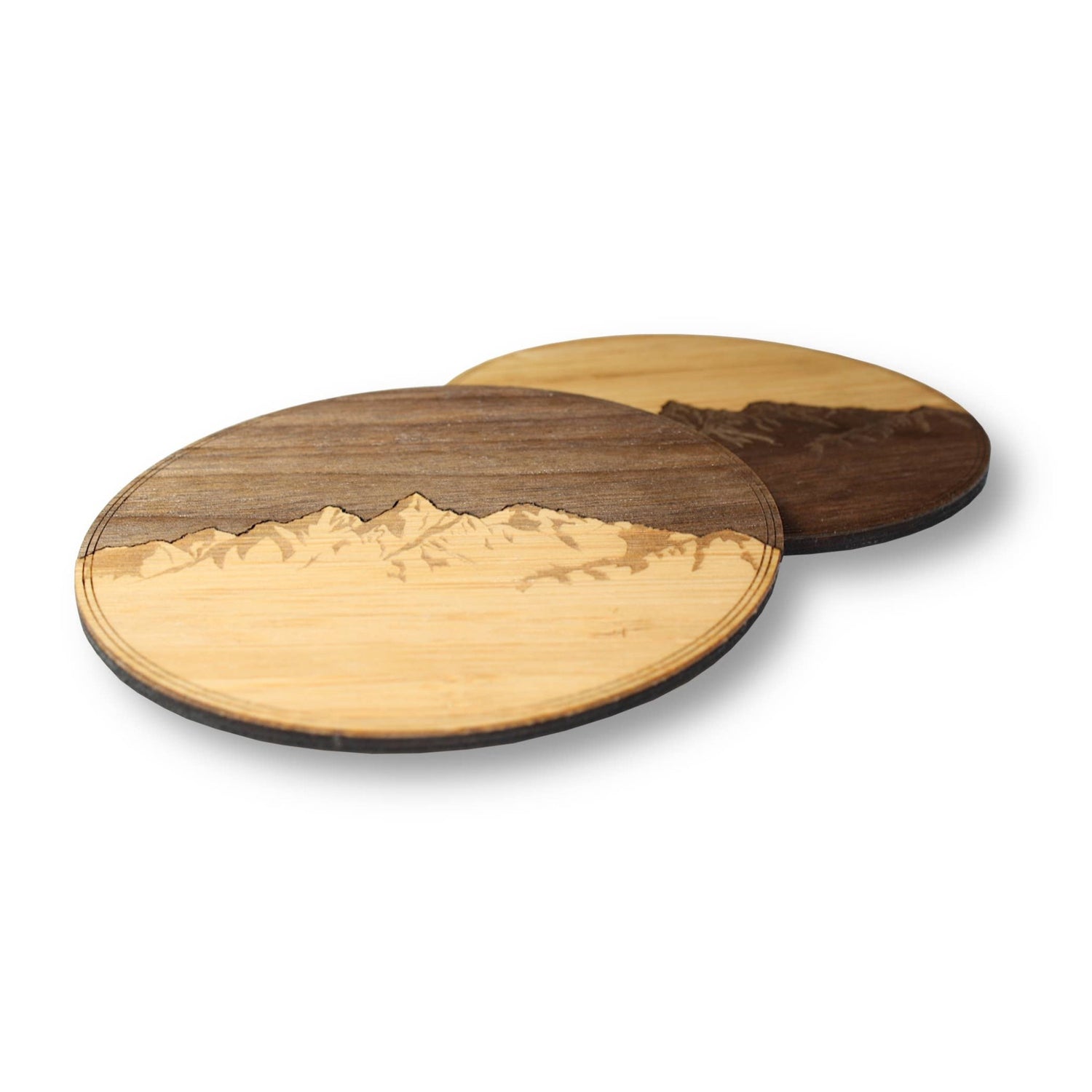 Wood Coasters (Sawtooth Mountains in Black Walnut & Bamboo) - MST GoodsBarWUDN Handcrafted